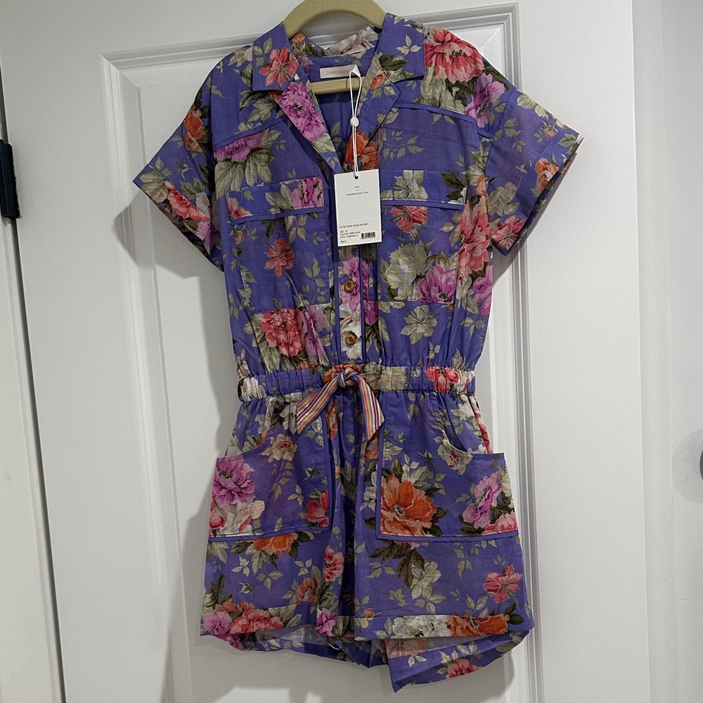 Zimmermann Purple Floral Playsuit